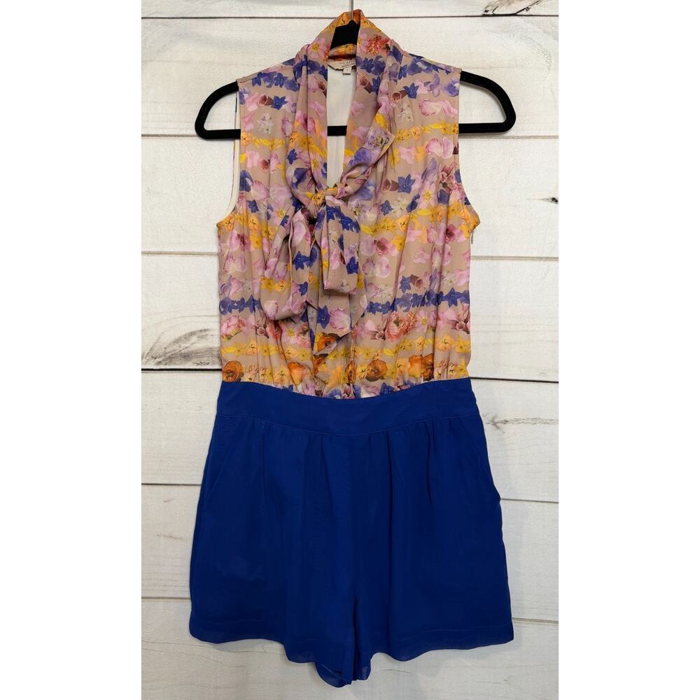 Ted Baker London‎ Just for You Size 1 Romper Floral Print Top Blue Shorts